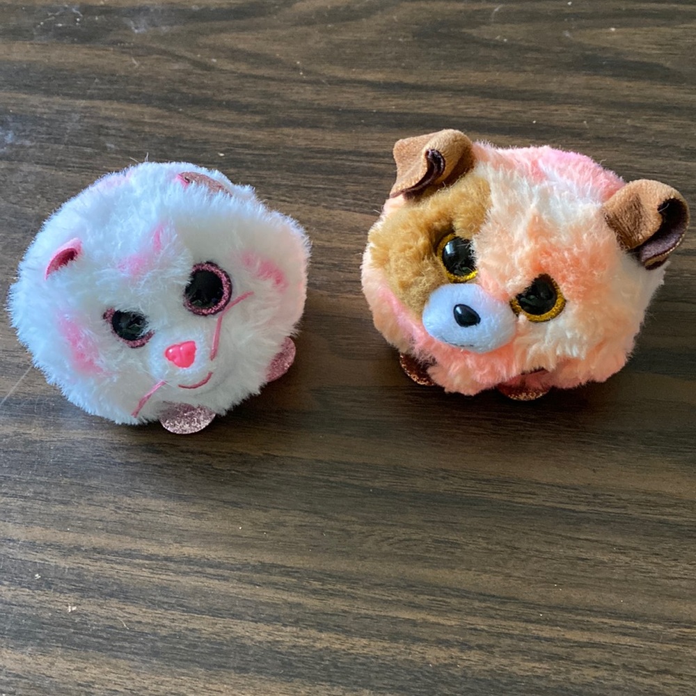 Tabor (cat) and Mandarin (Puppy) Ty Puff Toys